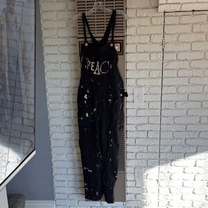 Magnolia Pearl Black Overalls with White Accents
